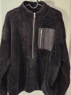 Elodie Black Fuzzy Half-Zip Pullover